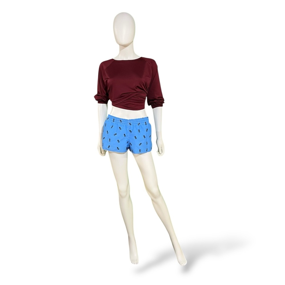 Raya Sun Sky Blue Pineapple Short Shorts, XL